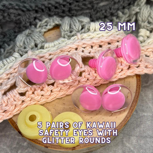 25 mm Kawaii Safety Eyes | 5 Pink Pairs