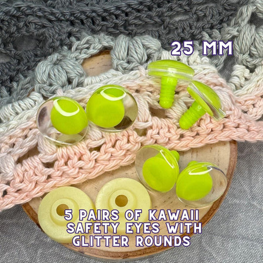 25 mm Kawaii Safety Eyes | 5 Lime Pairs