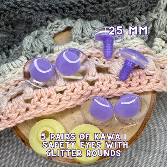 25 mm Kawaii Safety Eyes | 5 Purple Pairs