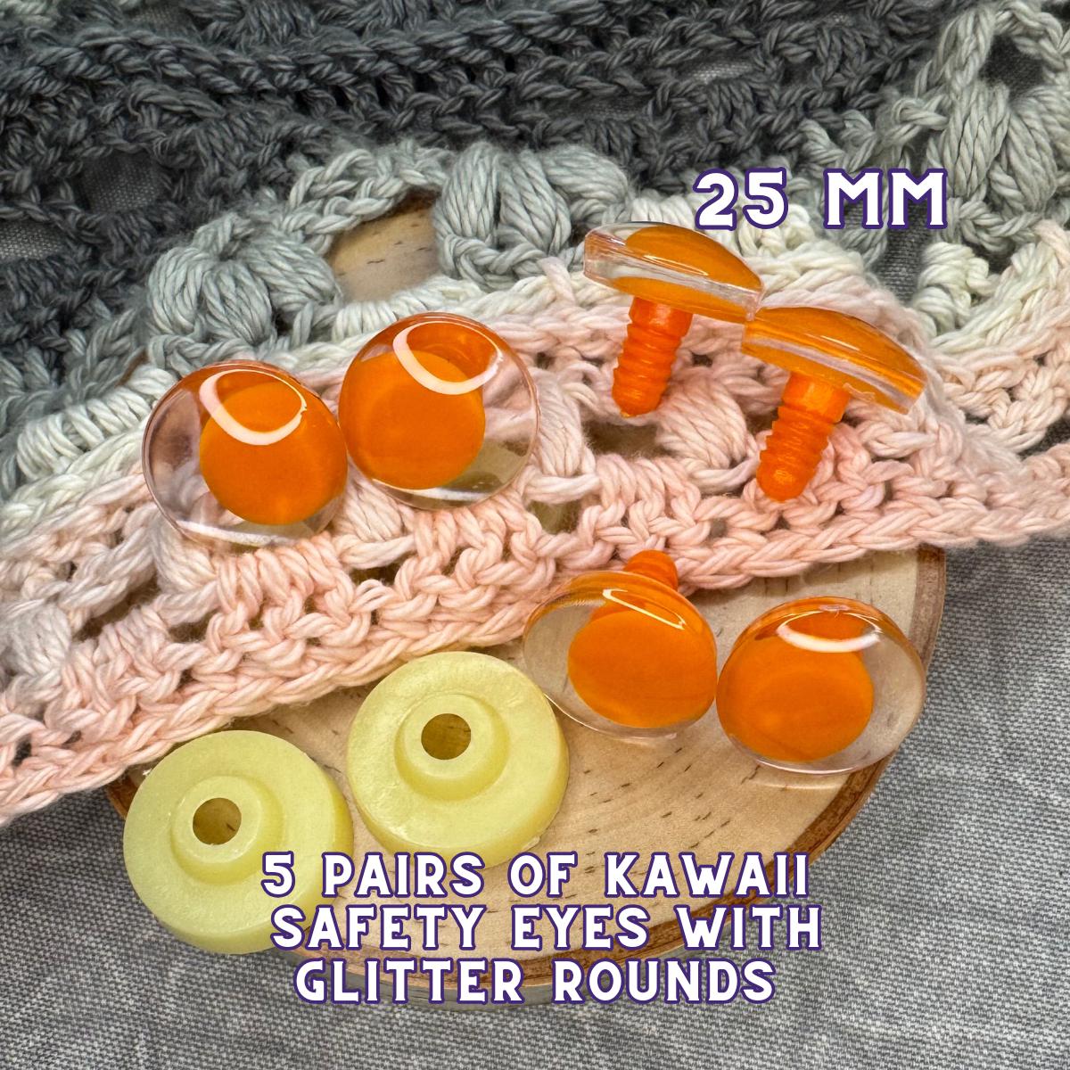 25 mm Kawaii Safety Eyes | 5 Orange Pairs