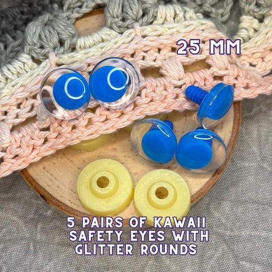 25 mm Kawaii Safety Eyes | 5 Blue Pairs